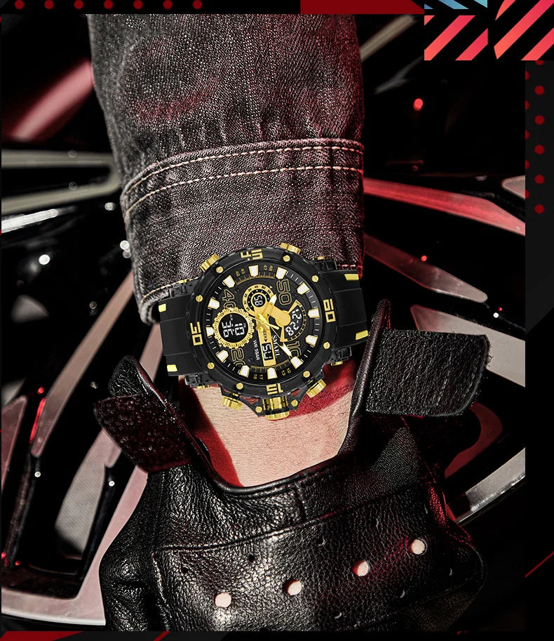 SMAEL 8136 50M Waterproof Military Watch for Men - LED Backlight Alarm Chronograph Stopwatch Shockproof Outdoor