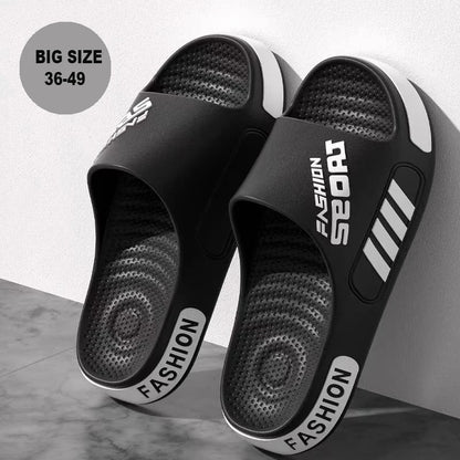Big Size 36-45 Men Slippers Summer Flat Sole Home Slippers For Women Man Open Toe Trend Slides Couple Light Beach Shoes Sandals