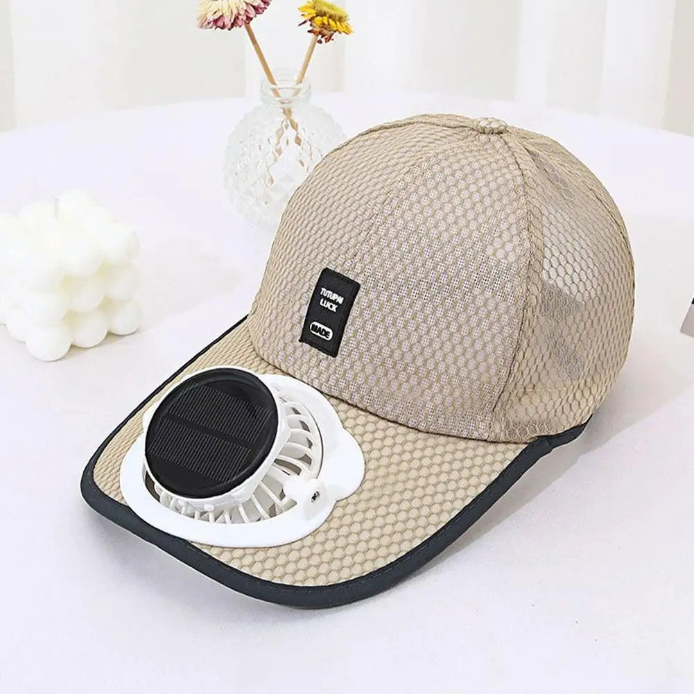 Summer Men Women Mesh Baseball Hat Sun Block Baseball Hat With Solar Fan USB Charging Fan Breathable UV Block Outdoor Sunhats