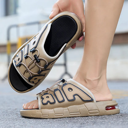 2025 New Men's Casual Leather Slippers Designer Antiskid Beach Sandals Fashion Outdoor Lightweight Slippers Comfy Walking Shoes