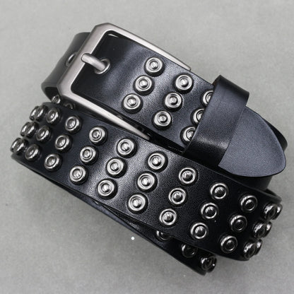 Metal Rivet Belt Luxury Designers Men Rivet Punk Belt Cow Genuine Leather Cintos Masculinos Male Women Rock Hip Hop Strap Waist