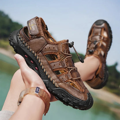 Anti-collision Toe Mens Soft Sole Summer Flats Sandals New Slippers Breathable Beach Shoes Outdoor Casual Shoe Large Size 38-48