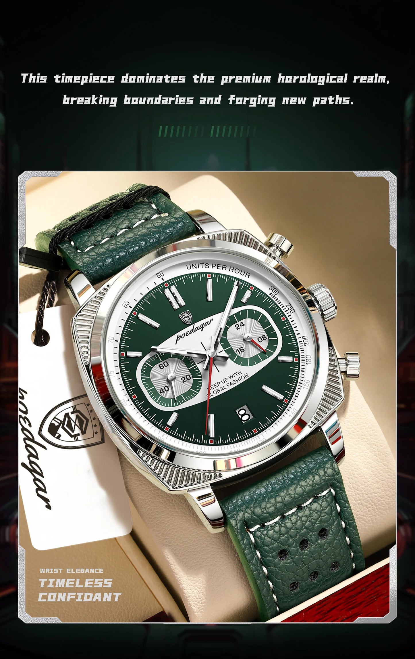 POEDAGAR Original Fashion Men Clock Luminous Waterproof Chronograph Date Watch For Man Luxury Leather Quartz Men's Watches Reloj