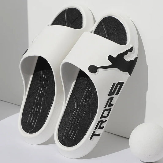 Fashion Men's Slippers PVC Soft Sole Non-slip Slides Casual Outdoor Beach Flip Flops Home Bathroom Couples Slippers New Sandal