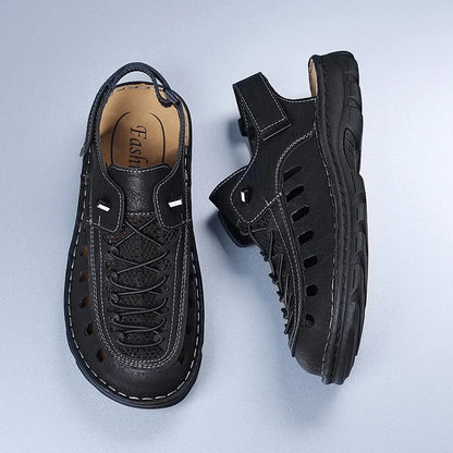 New Summer Men's Leather Sandals Casual Outdoor Beach Shoes Comfortable Male Hollow Out Footwear Leisure Walk Sandaly Sandalias