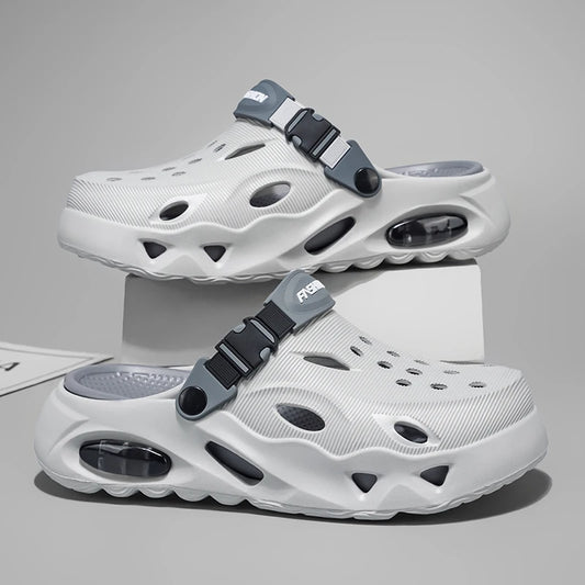 Men's Sandals Fashionable Hollow Casual Slippers Lightweight EVA Garden Shoes Thick-Soled Outdoor Walking Beach Water Shoes