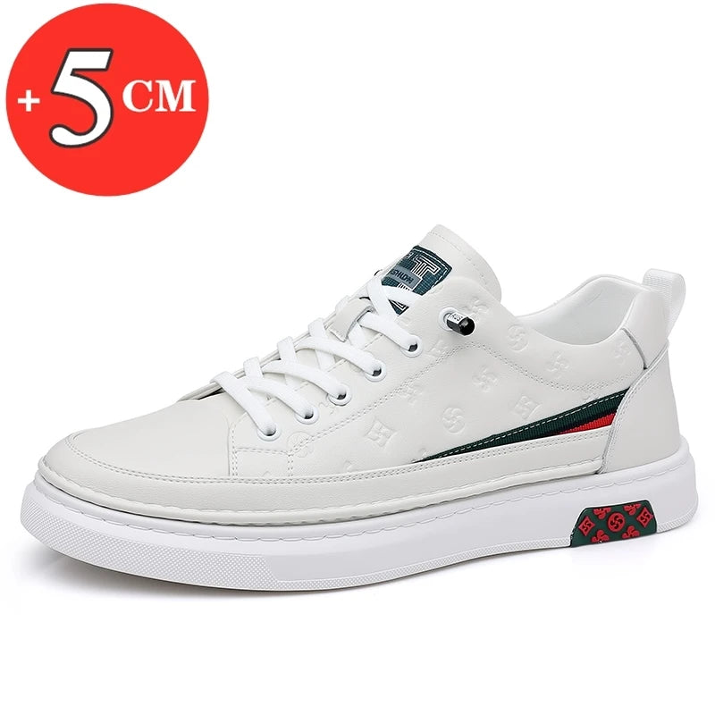 Spring Autumn Flat /5cm Elevator Shoes Men Casual Genuine Leather Sneakers Leisure Height Increase Breathable Men Loafers Trendy