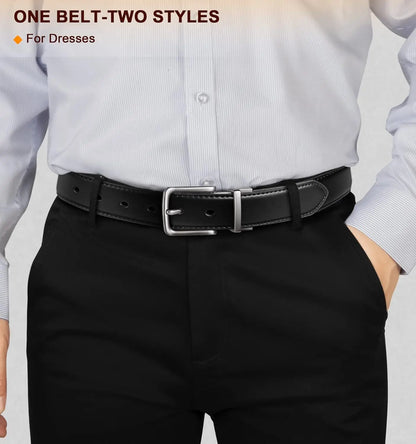 Men's Reversible Belt 1.25" Adjustable Cut for Fit 2 Sides in 1 Belt Gift for Men