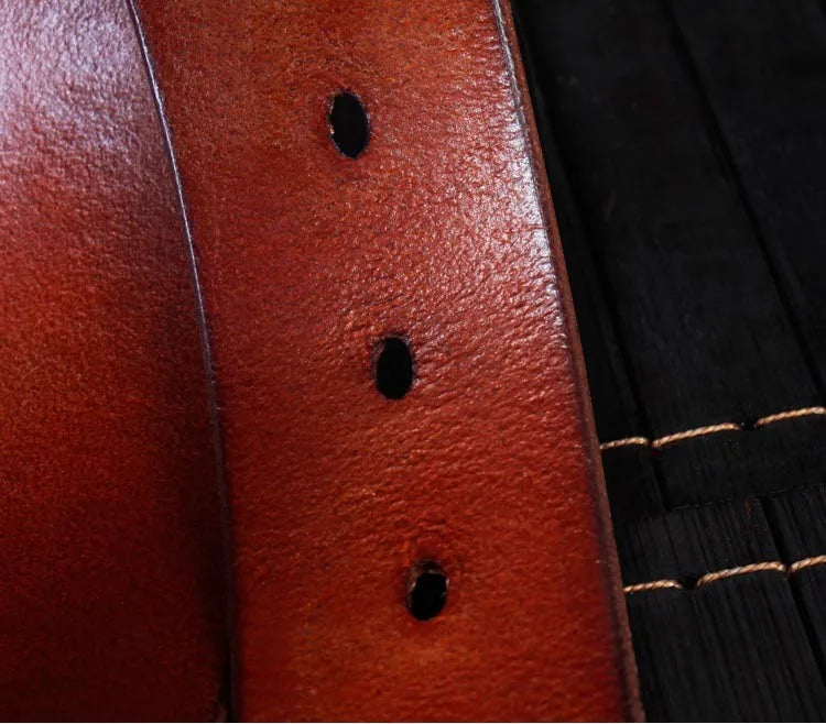 High Quality Court Style Embossed Western Cowboy Steel Buckle Belt Genuine Leather Designer Men Belt Punk Jeans Belts For Men