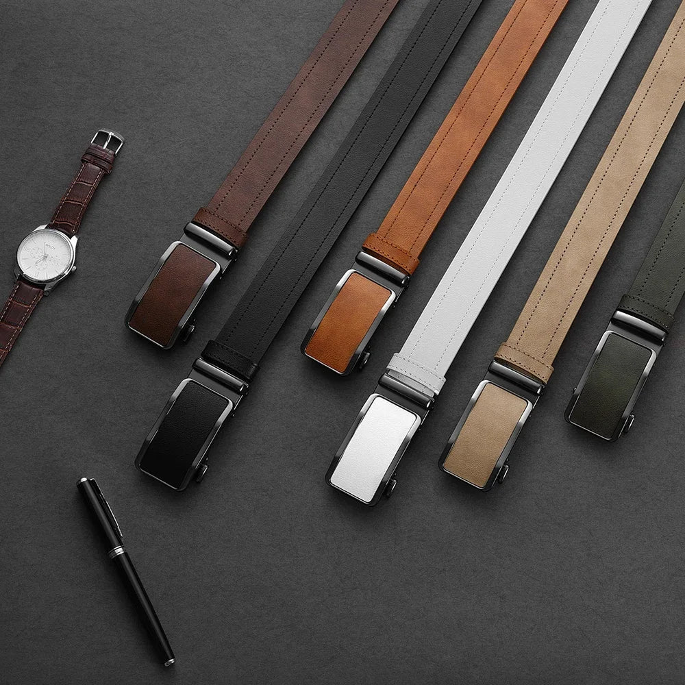 Men's Fashionable Leather Belt Men's High-quality Leather Belt Business Automatic Buckle Ratchet Belt Randomly Adjustable