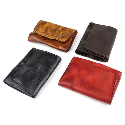 New Simple Men Wallets High Quality Genuine Cow Leather Coin Pocket Retro Handmade Male Purses Card Holder Men's Money Clips