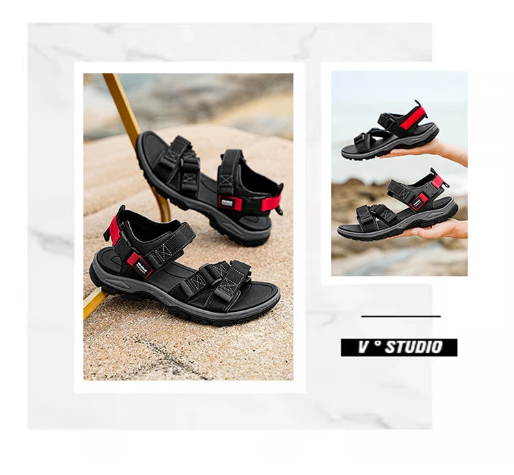 Men's Outdoor Sandals with Velcro Strap Male Summer Fashion Antiskid Sport Sandals Beach Casual Sandals for Men