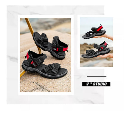 Men's Outdoor Sandals with Velcro Strap Male Summer Fashion Antiskid Sport Sandals Beach Casual Sandals for Men