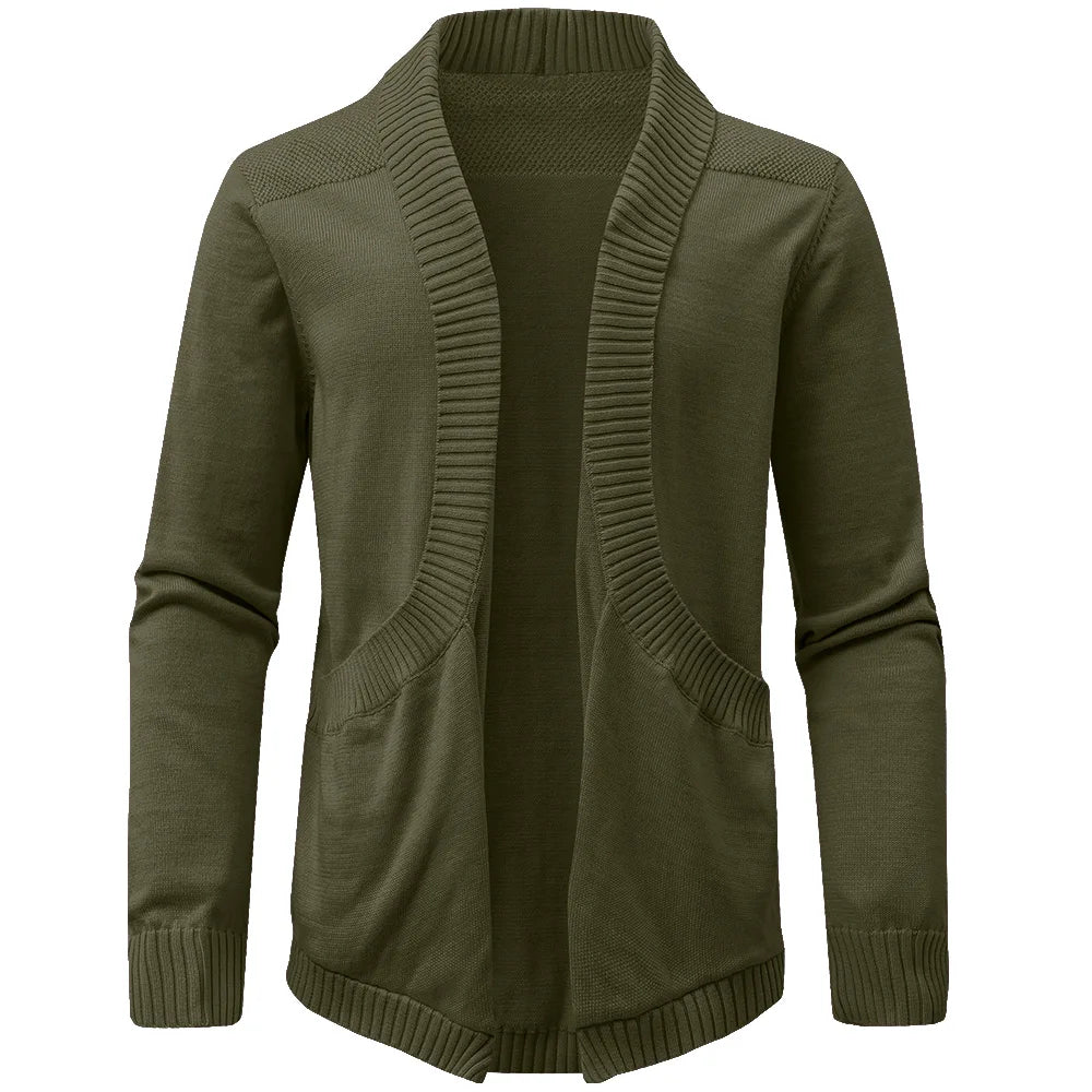 Men's Sweater Cardigan Spring Casual Classic V-neck Solid Color Cardigan Knit Soft Sweater Fashion Male Tops US Size
