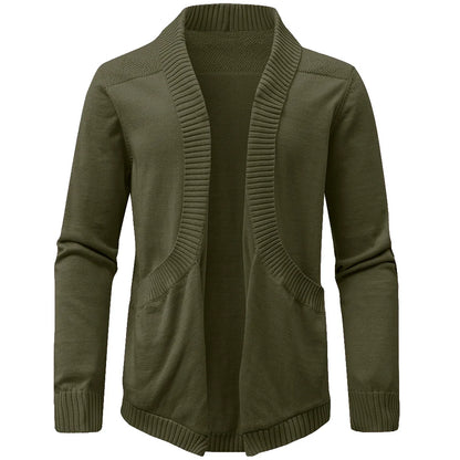 Men's Sweater Cardigan Spring Casual Classic V-neck Solid Color Cardigan Knit Soft Sweater Fashion Male Tops US Size