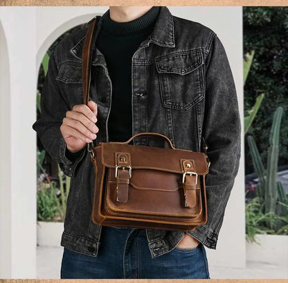 Luufan Crazy Horse Leather Men's Shoulder Bag Vintage Messenger Bags Men Male Small Travel Crossbody Bags Man Handbag Sling Bag