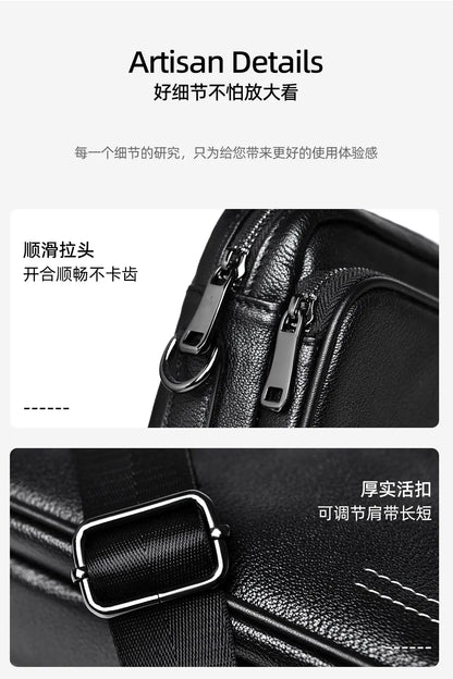 High Quality Real genuine Leather Men Shoulder Bag Natural Cowhide Messenger Bag crossbody bag for 7.9-inch lpad Phone Bag