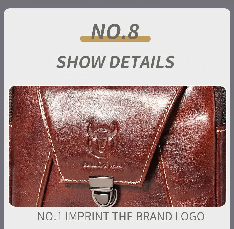 BULLCAPTAIN  Genuine Leather Men's Bag Single Crossbody Bag Shoulder Bag Men's Messenger Bag