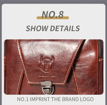 BULLCAPTAIN  Genuine Leather Men's Bag Single Crossbody Bag Shoulder Bag Men's Messenger Bag