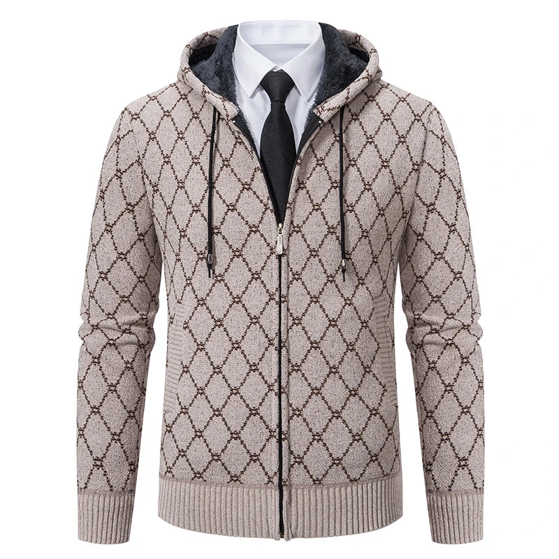 Winter plus velvet padded cardigan sweater men's sweater warm coat