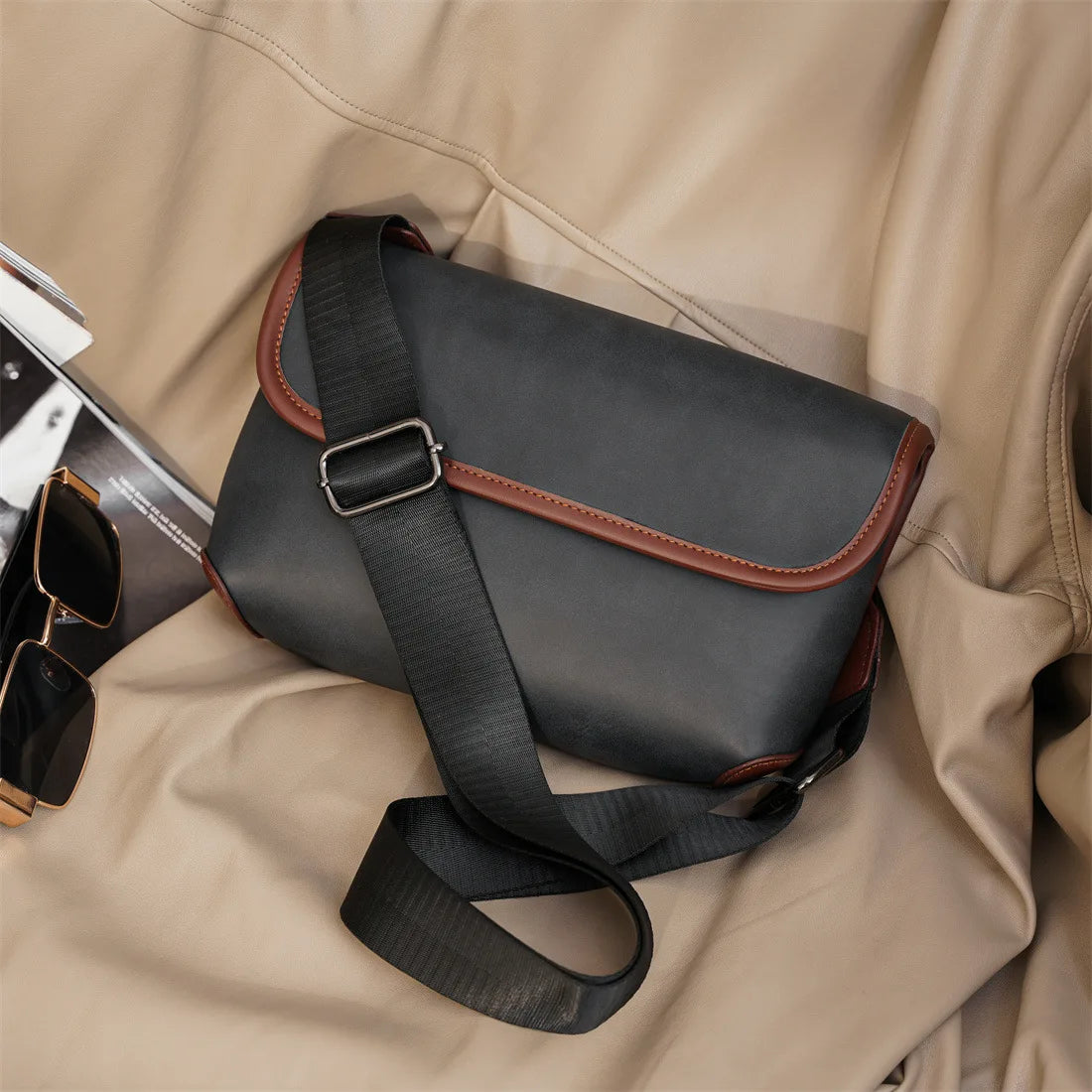 Casual Fashion Crossbody Bag Men Flap Shoulder Bag Vintage Design Shoulder Messenger Bags Unisex Mobile Phone Sling Handbags