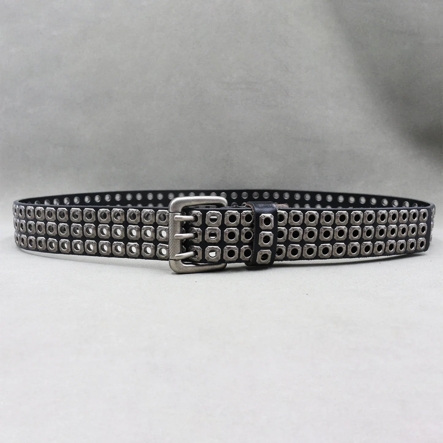 Designer Brand Belt Men Rivet Real Leather Pin Belt Male Black Rock Genuine Leather Cowhide Luxury Punk Belt Jeans