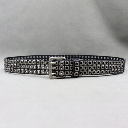 Designer Brand Belt Men Rivet Real Leather Pin Belt Male Black Rock Genuine Leather Cowhide Luxury Punk Belt Jeans