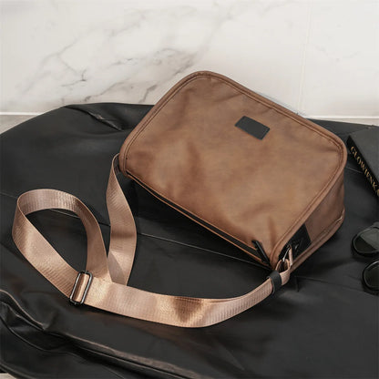 Vintage Fashion Crossbody Bags Men Large Capacity Men Crossbody Shoulder Bag PU Leather Messenger Bag Casual Outdoor Satchels