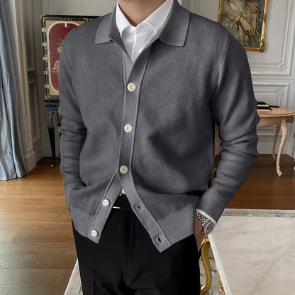 Mens Cardigan Sweater Long Sleeve Button Down Casual Collared Slim Fit Knit Sweater
