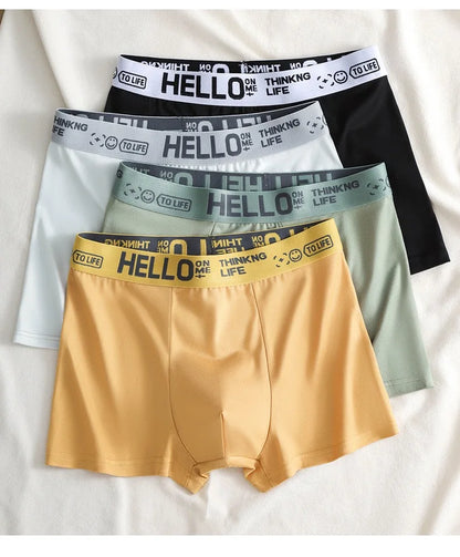 Men's Mid-Waist Thin Briefs Breathable Comfortable Large Size Sports Boxer Shorts Youth Flat Briefs Underwear Polyester Fiber