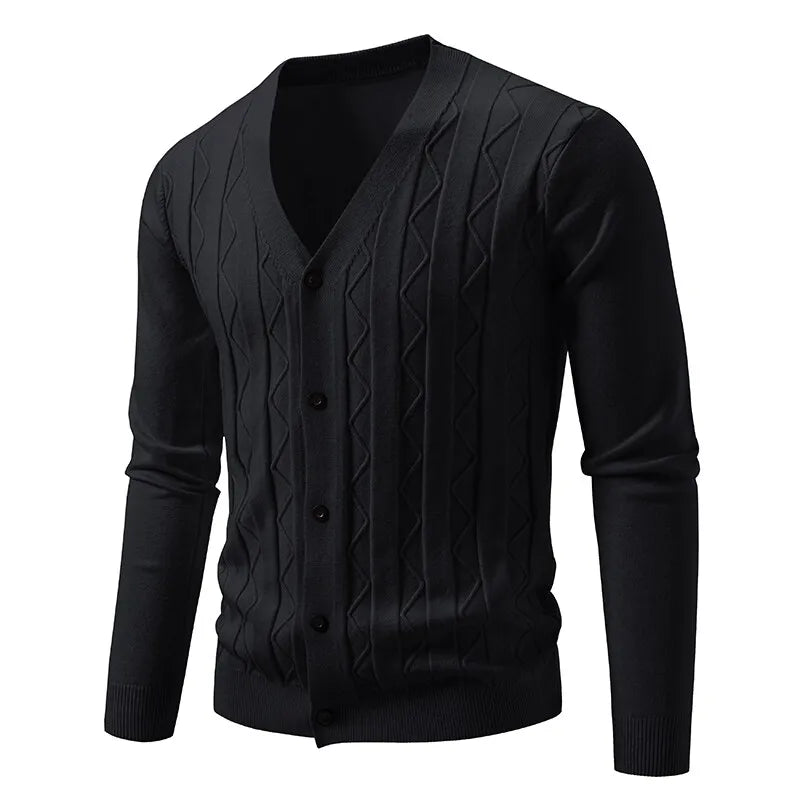 2026 New Knit Cardigan Men Korean Style Fashion Smart Casual V-Neck Knitted Sweatercoat Mens Solid Color Slim Sweater Outerwear