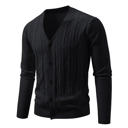 2026 New Knit Cardigan Men Korean Style Fashion Smart Casual V-Neck Knitted Sweatercoat Mens Solid Color Slim Sweater Outerwear