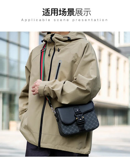 Luxury Plaid Crossbody Bags Men Fashion Buckle Flap Men's Crossbody Bag Casual Shoulder Bag Male Waterproof Business Sling Bags