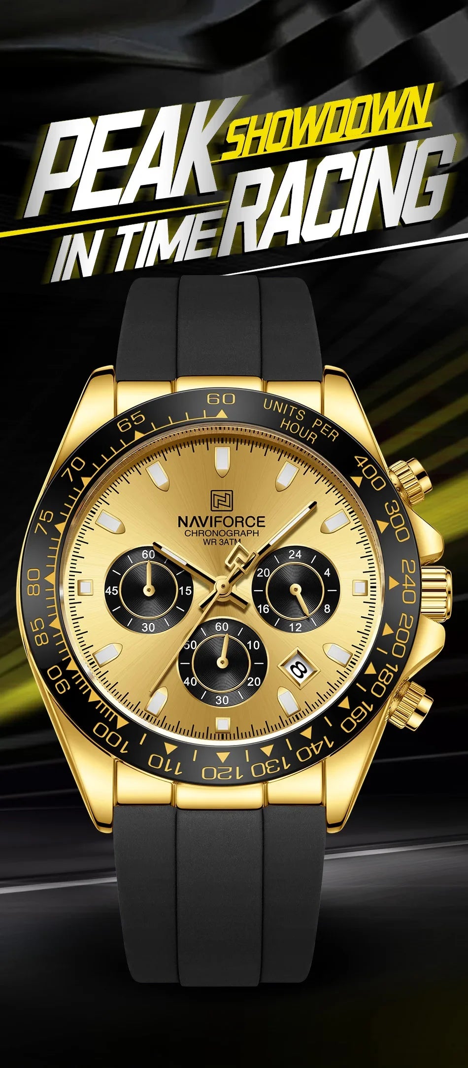 NAVIFORCE 2026 New Luxury Fashion Men‘s Business Casual Wrist Watch Waterproof Chronograph Silicone Strap Wristwatch Gifts Clock