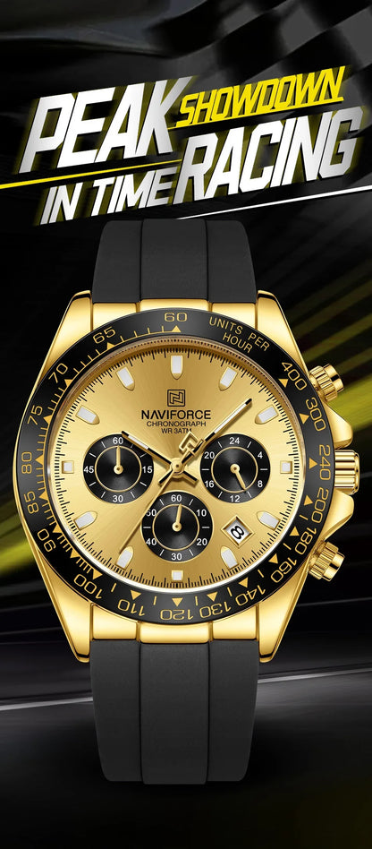 NAVIFORCE 2026 New Luxury Fashion Men‘s Business Casual Wrist Watch Waterproof Chronograph Silicone Strap Wristwatch Gifts Clock