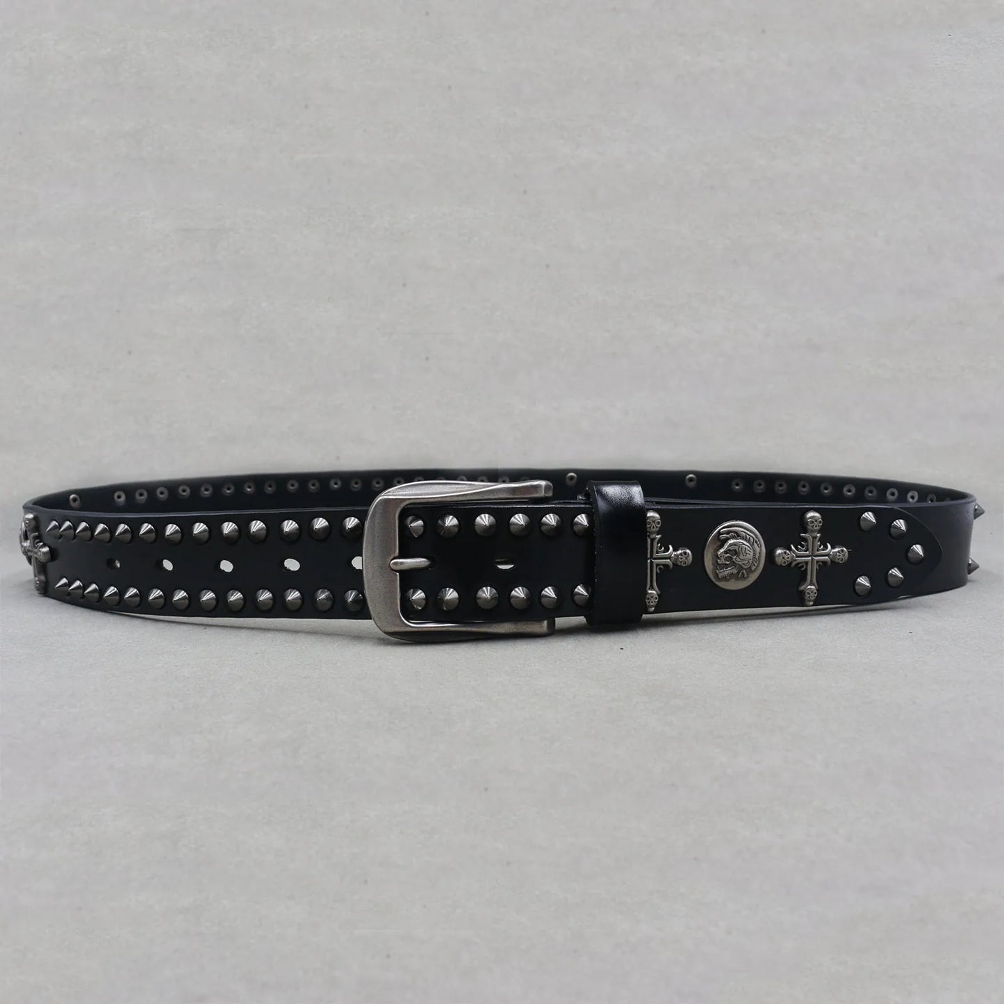 Metal Rivet Cowboy Belt Genuine Leather Cowskin Men Belt Punk Rivet Jeans Belts For Men Ceinture Homme Cinturones Hombre