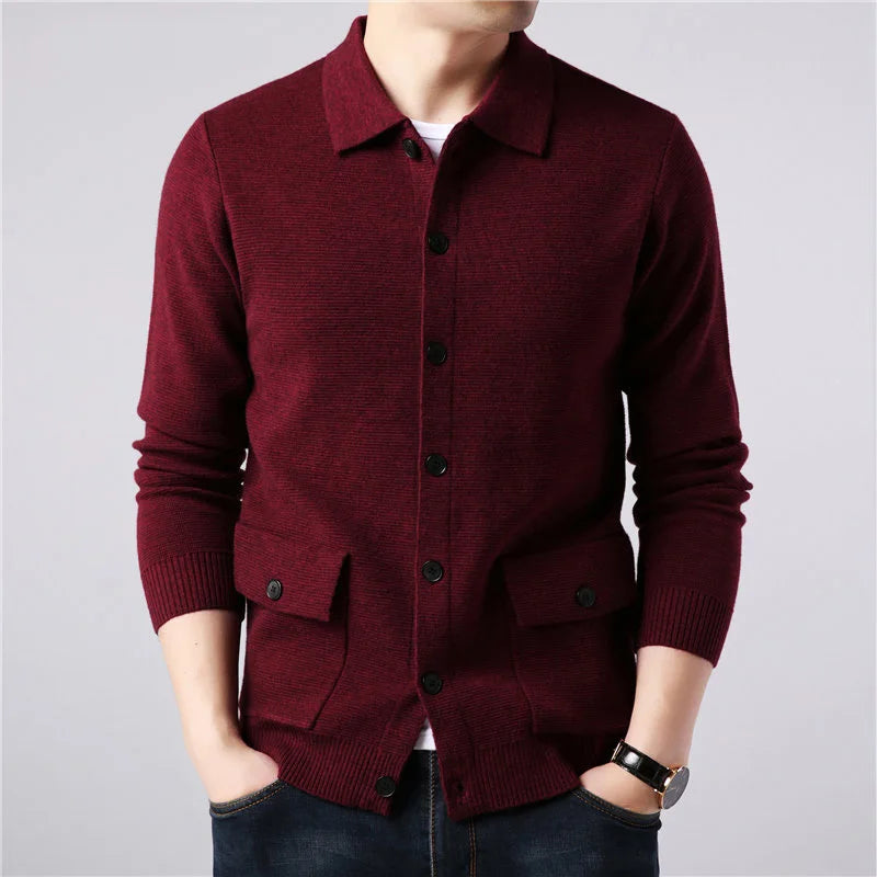 High Quality Cardigan Men Knitting Sweaterscoat Autumn Winter Casual Sweater Jackets Solid Turn Down Collar Knitted Cardigan Man