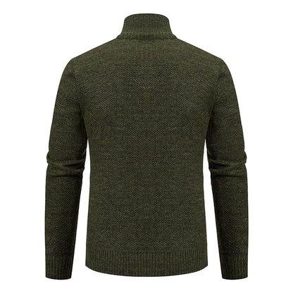Autumn And Winter New Jersey Men's Casual Sports Coat Solid Color Stand Collar Wweater Grab Fleece Warm Zipper Cardigan