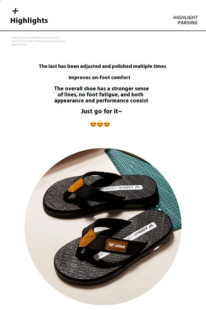 Men's flip flops summer trendy wear non-slip rubber sole sandals fashionable casual foot-clip flop comfortable beach shoes