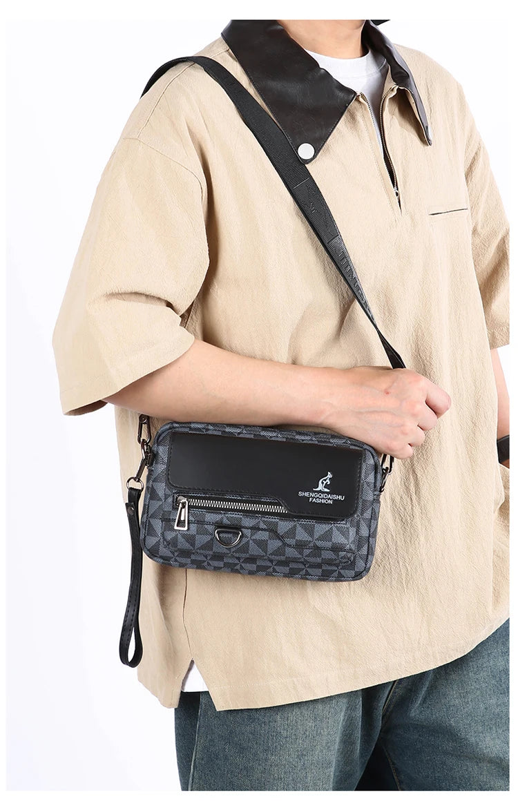 Business Men's Clutch Bags High Quality PU Leather Man's Small Shoulder Bag Multi-Functional Men Handbag Bag With Waist Strap