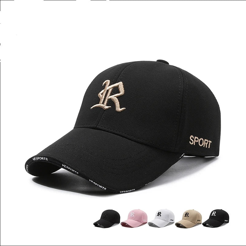 Fashionable letter R embroidered baseball cap for men and women, hip-hop trend for spring, summer, autumn, outdoor adjustable ca