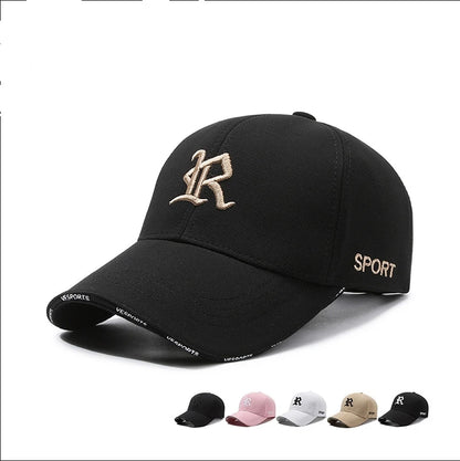 Fashionable letter R embroidered baseball cap for men and women, hip-hop trend for spring, summer, autumn, outdoor adjustable ca