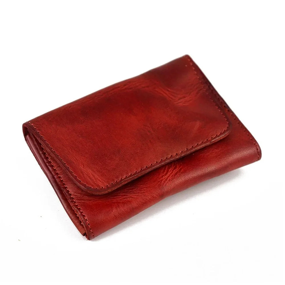 New Simple Men Wallets High Quality Genuine Cow Leather Coin Pocket Retro Handmade Male Purses Card Holder Men's Money Clips