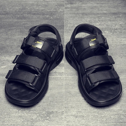 2023 New Design Men Rome Sandals Leather Fashion Sandals Black Men Summer Shoes Comfortable Cushion Soft Gladiator Sandals