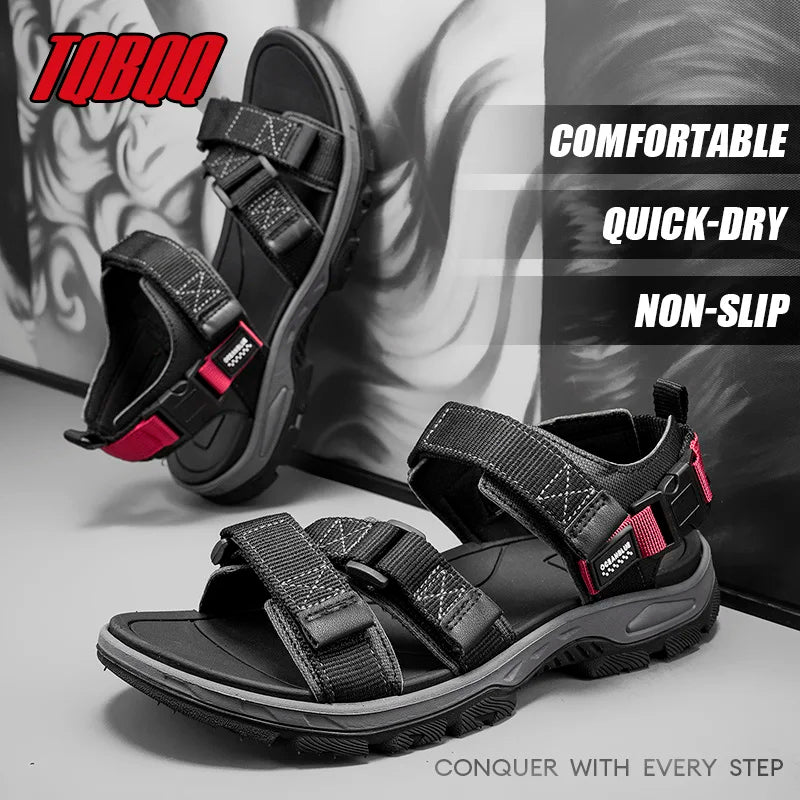 Men's Outdoor Sandals with Velcro Strap Male Summer Fashion Antiskid Sport Sandals Beach Casual Sandals for Men