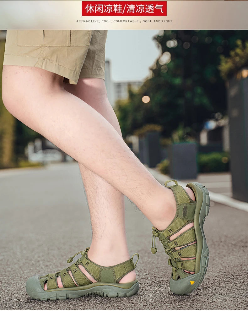 Fashion Men's Casual Mesh Outdoor Beach Sandals Light Breathable Shoe for Men Anti-slip Waterproof Sandal Man Comfortable Shoes
