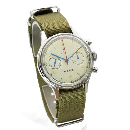 Red Star Retro 1963 Chronograph ST1901 Hand Winding Movement Air Force Pilots Aviation Sapphire Men Mechanical Watch Waterproof