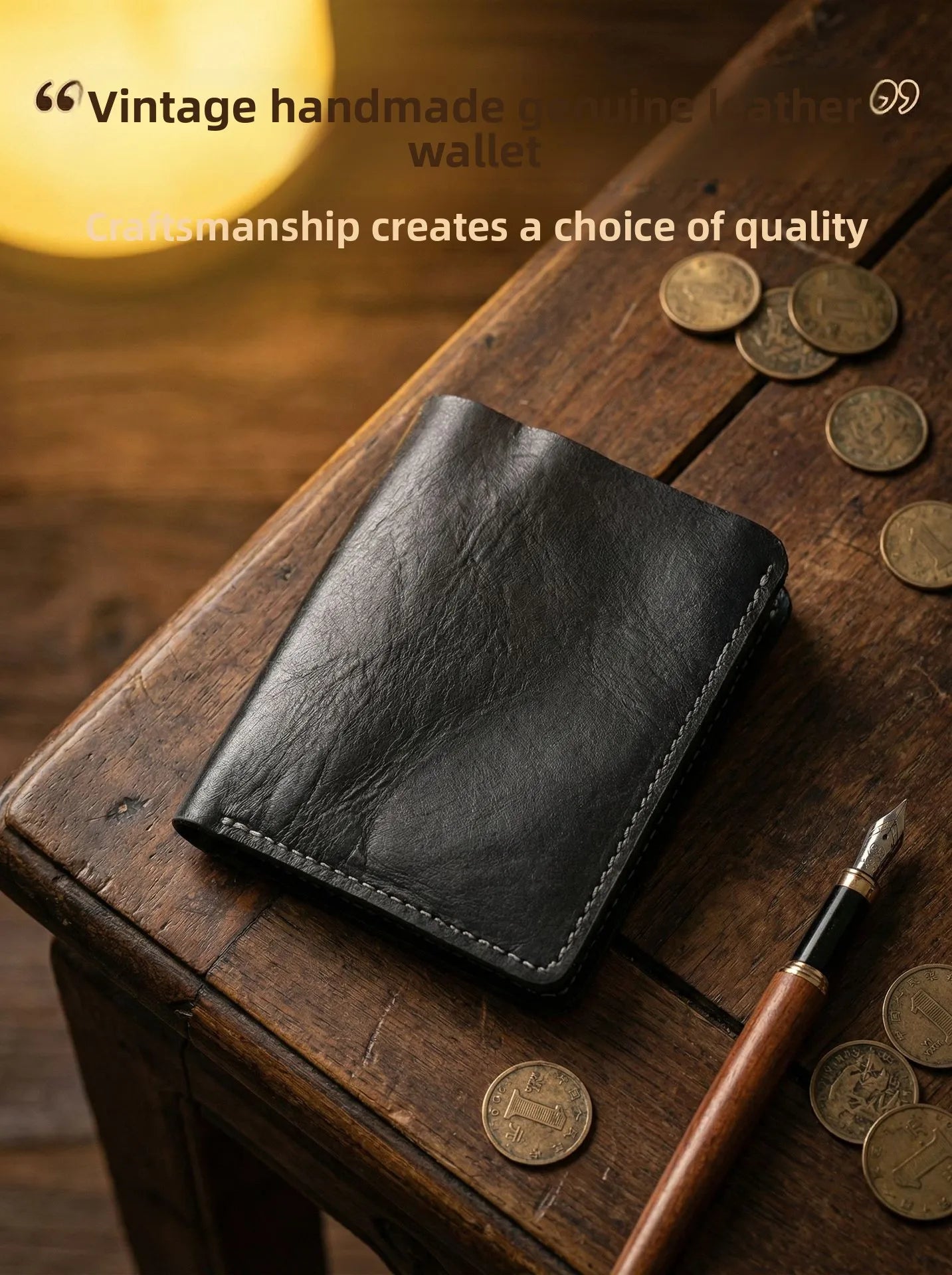 Vintage Genuine Leather Men Wallet High Quality Card Holder Large Capacity Durable Male Money Clips