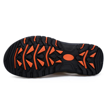 Men Sport Thong Slippers Genuine Leather Upper Adjustable Hook Loop Shock Absorb Anti Slip MD Sole Daily Beach Casual Flip Flops