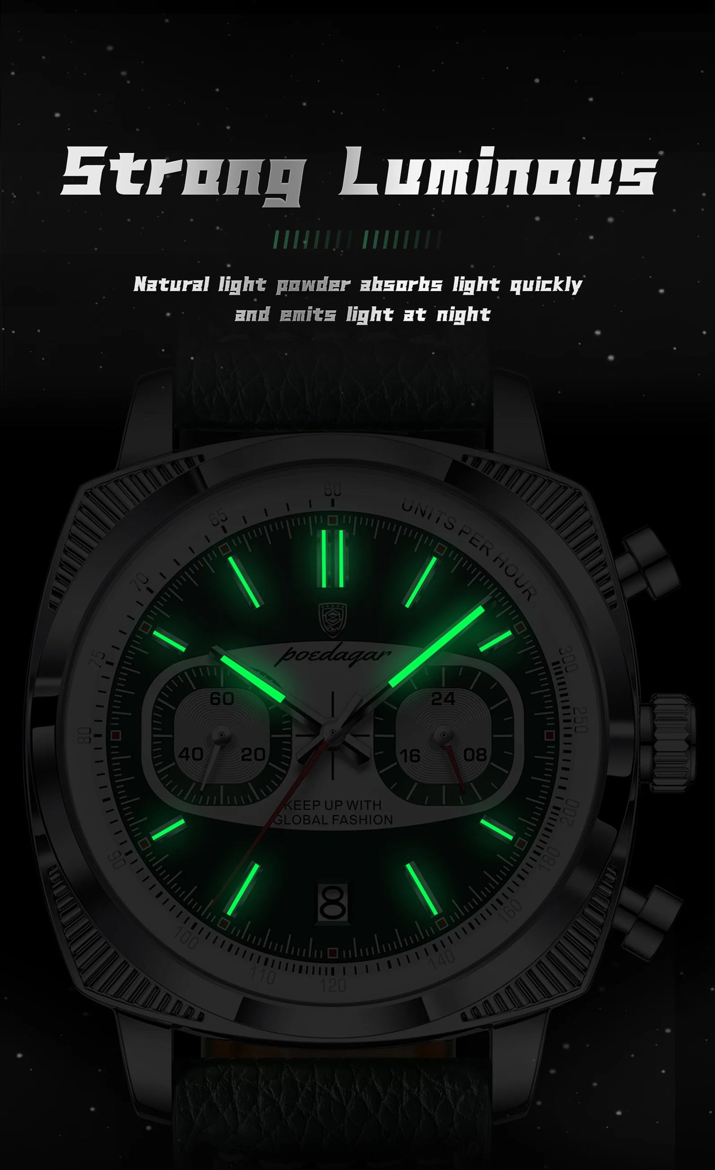 POEDAGAR Original Fashion Men Clock Luminous Waterproof Chronograph Date Watch For Man Luxury Leather Quartz Men's Watches Reloj